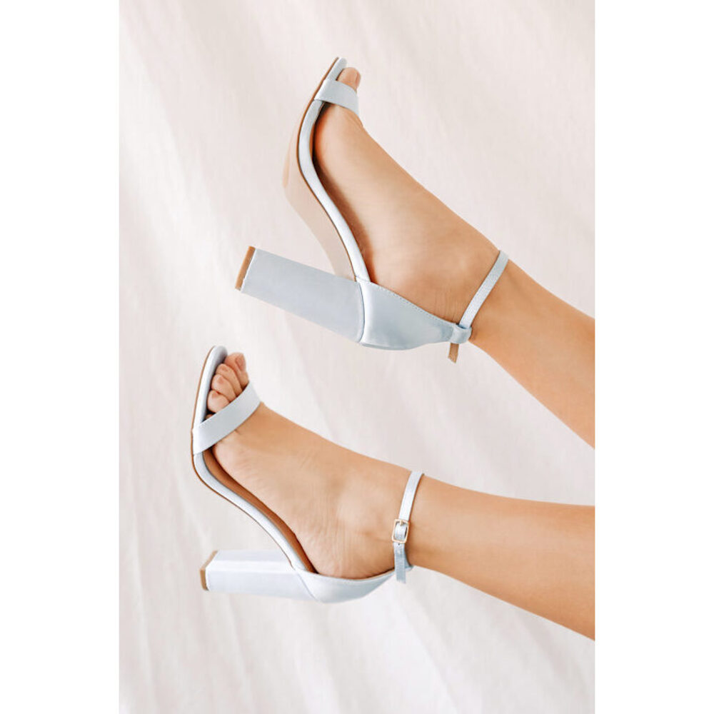 Lulus Taylor Baby Blue Satin Ankle Strap Heels - Size 7.5